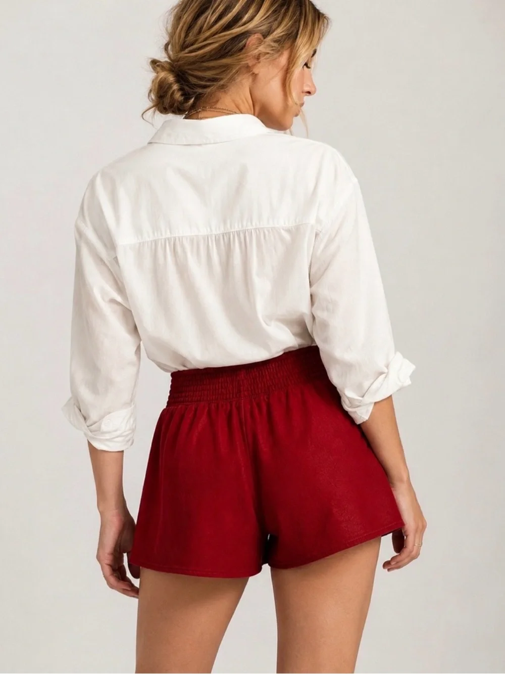 Free People We The Free Paradise Found Suede Skort, Rhythmic Red Size M